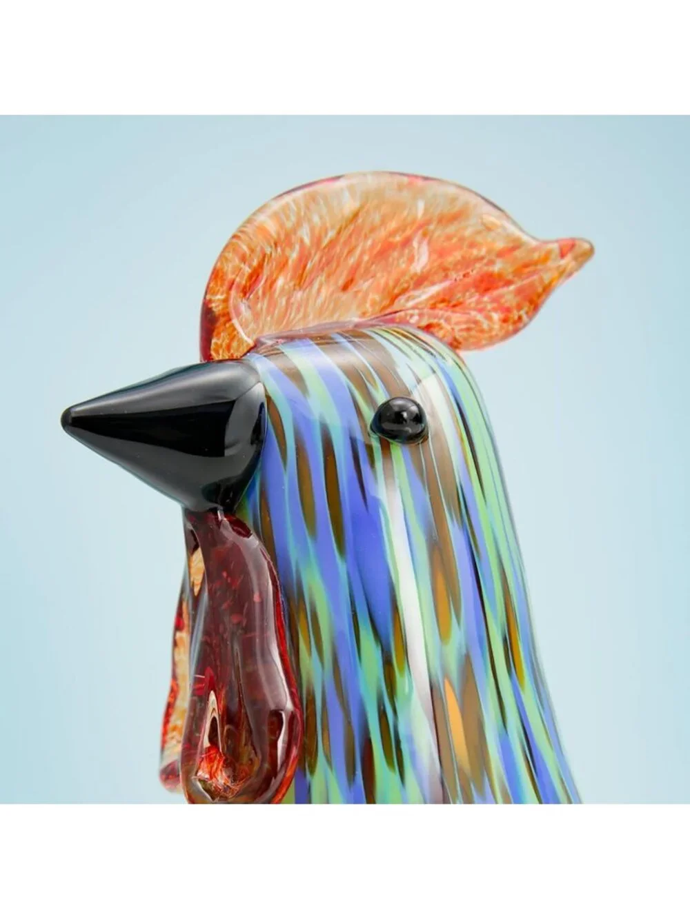 11.8'' Tall Hand Blown Glass Rooster Sculpture - Artistic Chicken Decor for Home